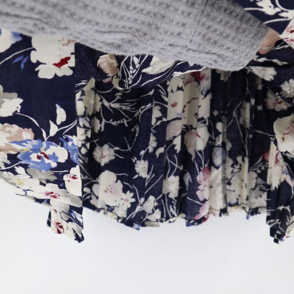 Vintage Floral Midi Skirt Womens 8 Navy Moody Dark Feminine Romantic Bloomcore - Picture 9 of 16
